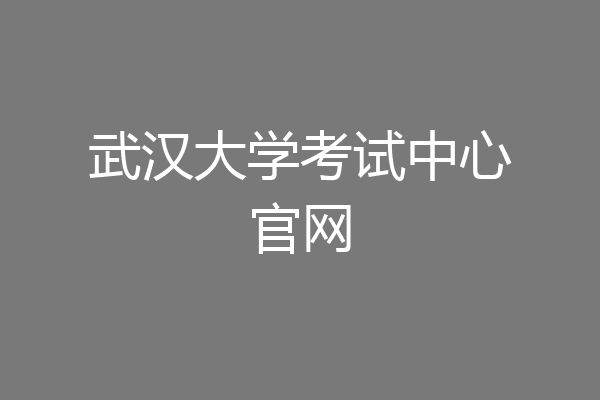 武汉大学考试中心官网