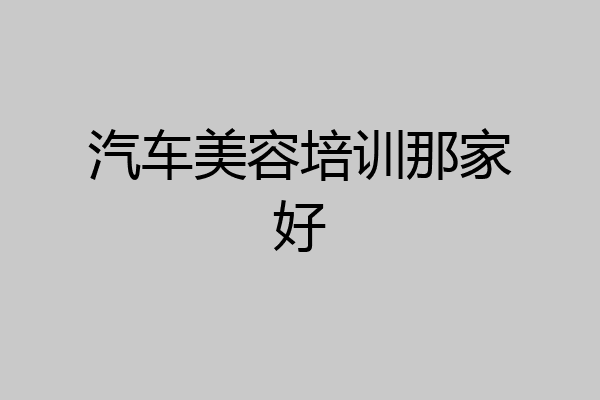 汽车美容培训那家好