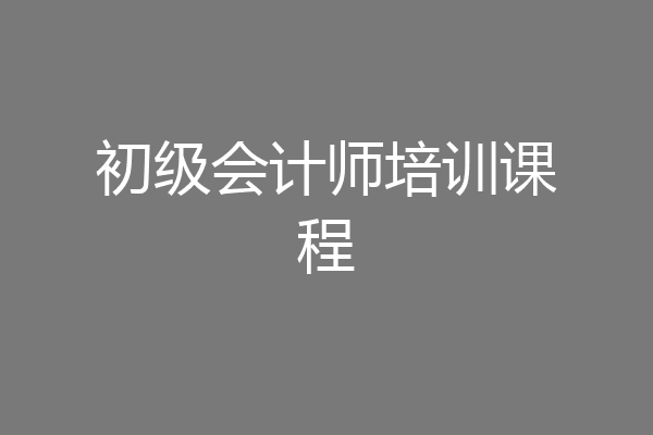 初级会计师培训课程