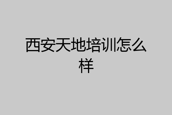 西安天地培训怎么样