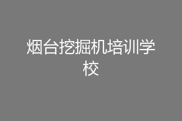 烟台挖掘机培训学校