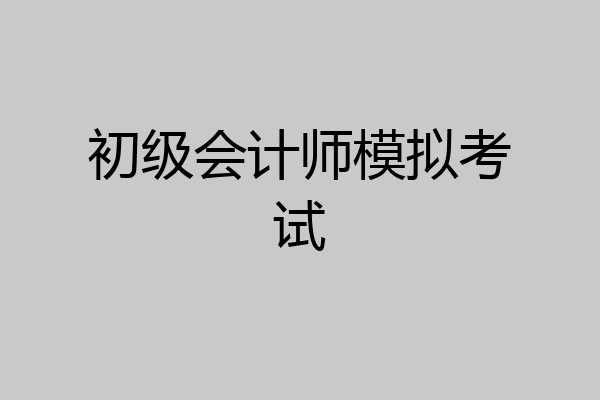 初级会计师模拟考试