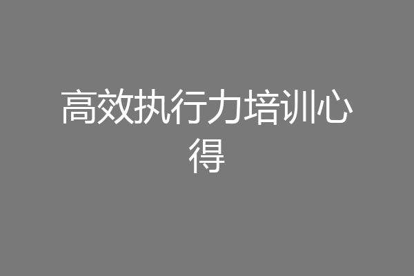 高效执行力培训心得