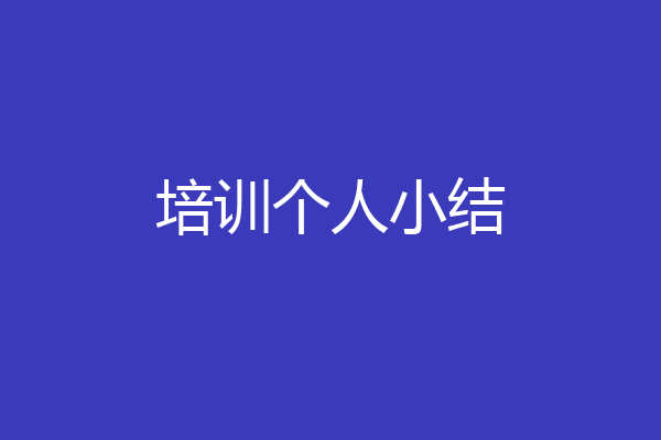 培训个人小结