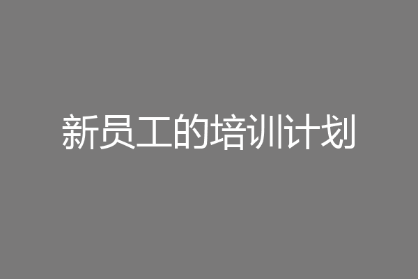 新员工的培训计划