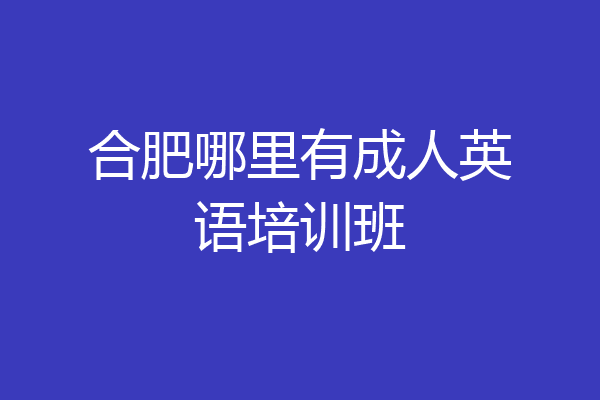 合肥哪里有成人英语培训班