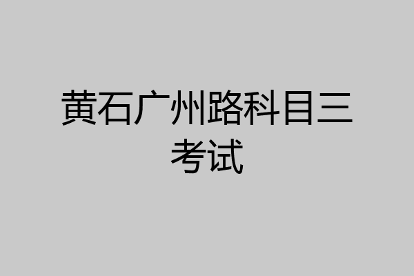 黄石广州路科目三考试