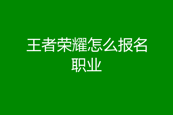 王者荣耀怎么报名职业