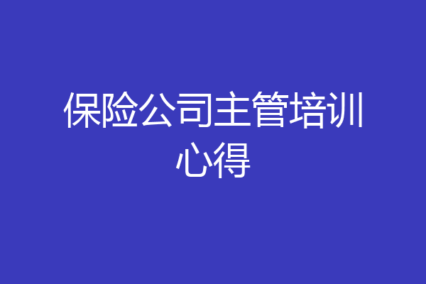 保险公司主管培训心得