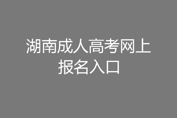 湖南成人高考网上报名入口