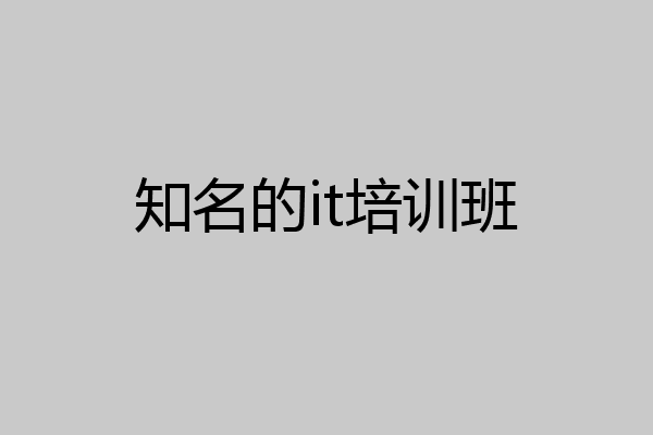 知名的it培训班