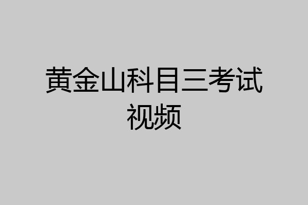 黄金山科目三考试视频