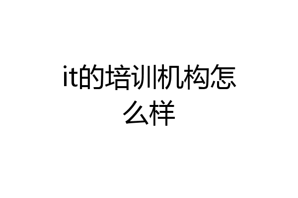 it的培训机构怎么样