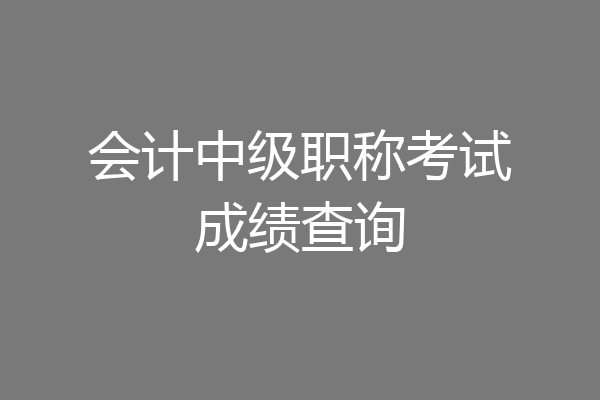 会计中级职称考试成绩查询