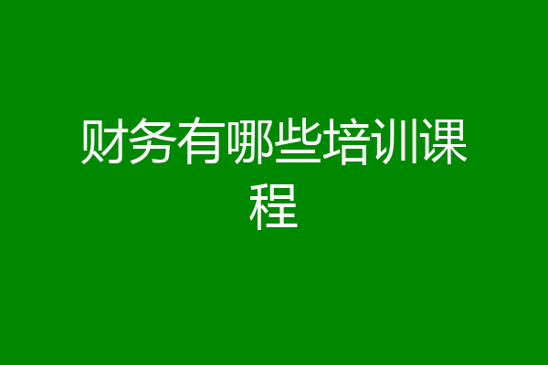 财务有哪些培训课程
