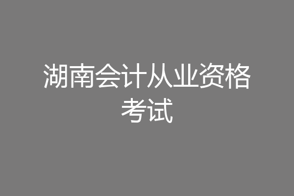 湖南会计从业资格考试