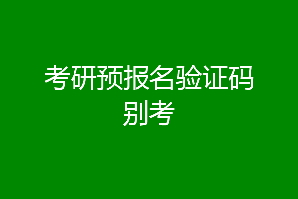 考研预报名验证码别考