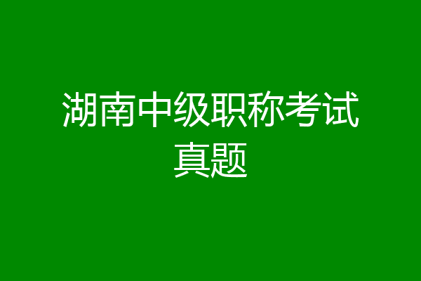 湖南中级职称考试真题