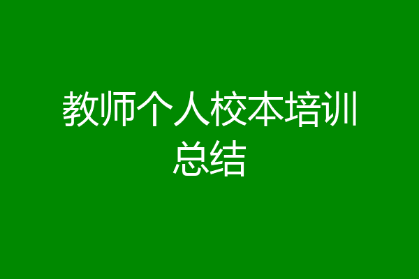 教师个人校本培训总结