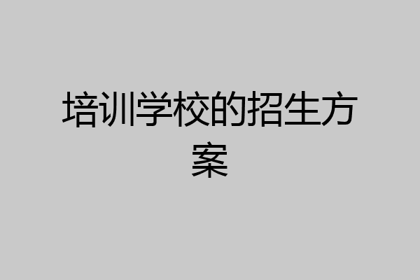 培训学校的招生方案