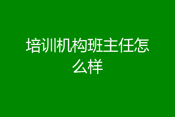 培训机构班主任怎么样