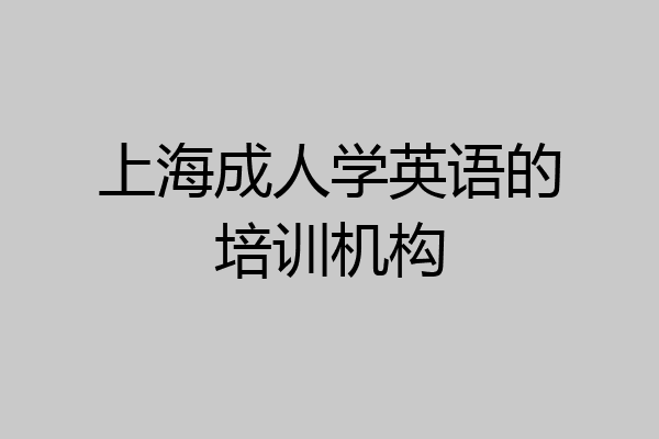 上海成人学英语的培训机构