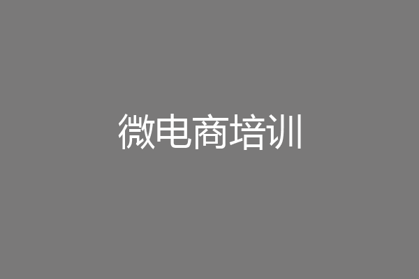 微电商培训