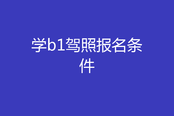 学b1驾照报名条件
