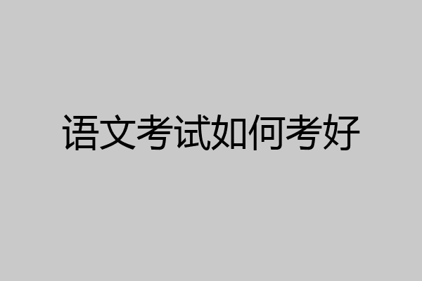 语文考试如何考好