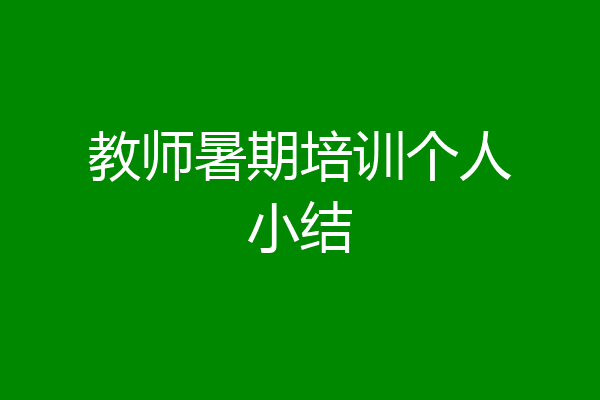 教师暑期培训个人小结