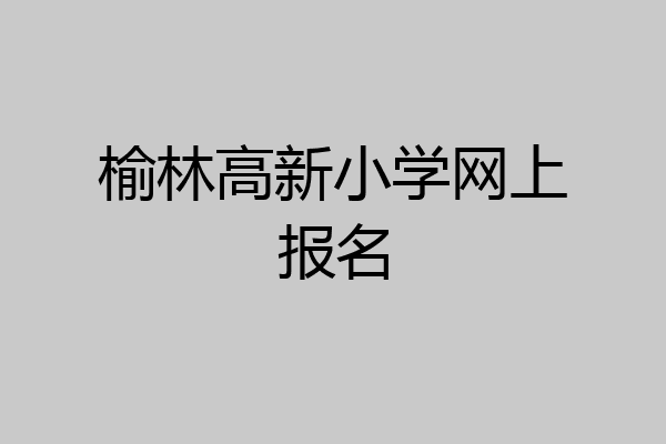 榆林高新小学网上报名