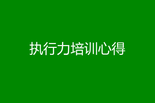 执行力培训心得