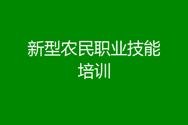 新型农民职业技能培训