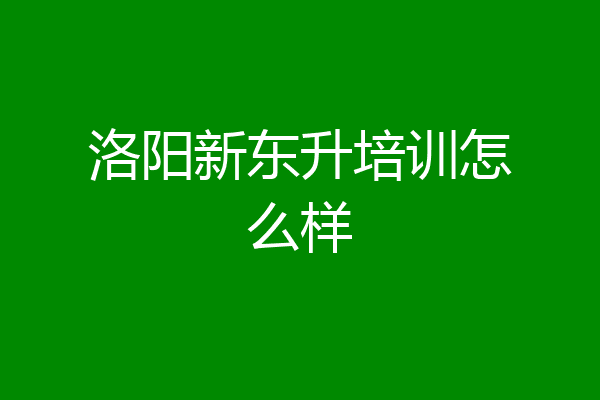 洛阳新东升培训怎么样