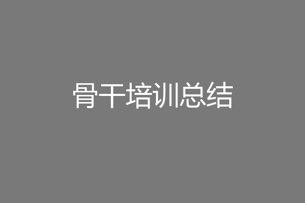 骨干培训总结