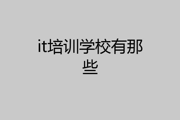 it培训学校有那些