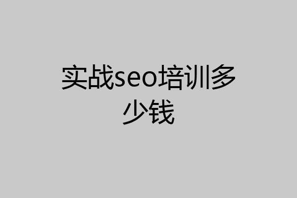 实战seo培训多少钱