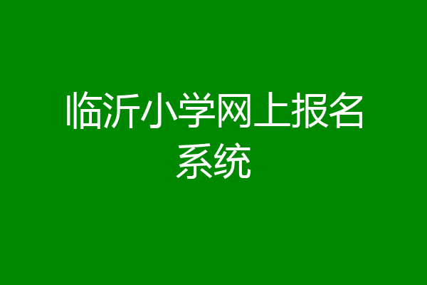 临沂小学网上报名系统