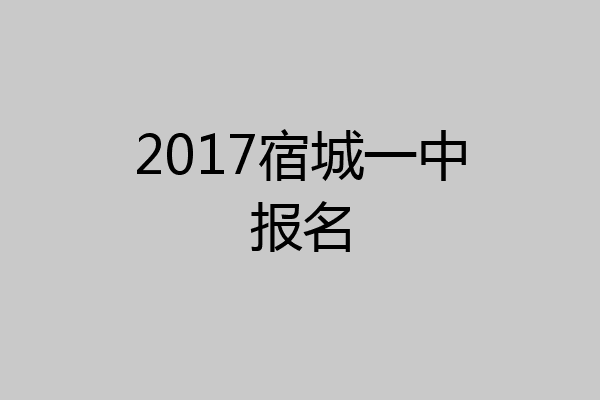 2017宿城一中报名