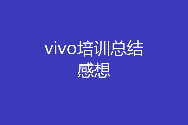 vivo培训总结感想