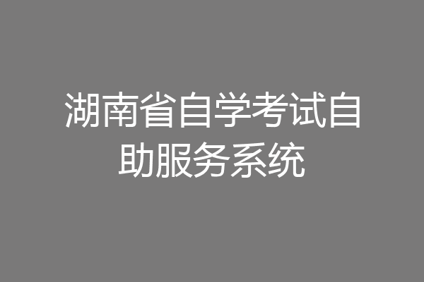湖南省自学考试自助服务系统