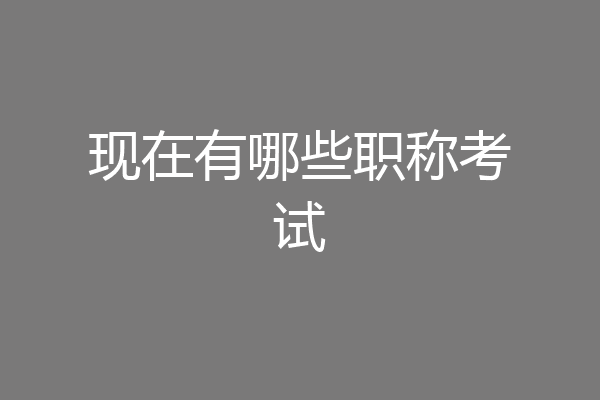 现在有哪些职称考试