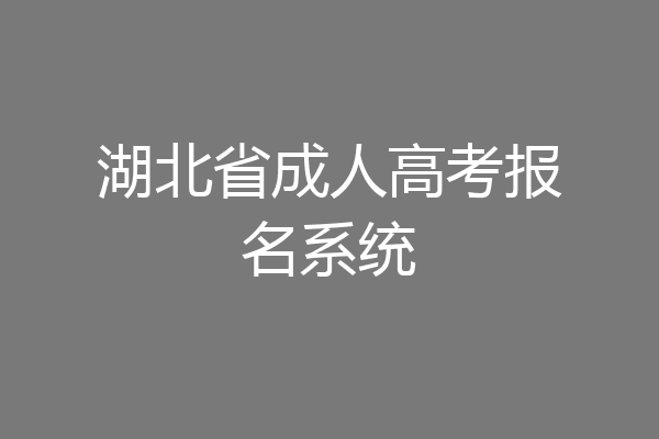 湖北省成人高考报名系统