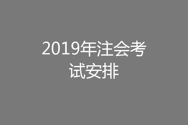 2019年注会考试安排