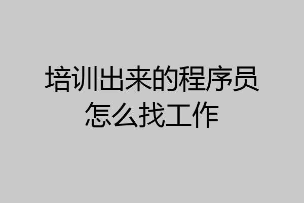 培训出来的程序员怎么找工作