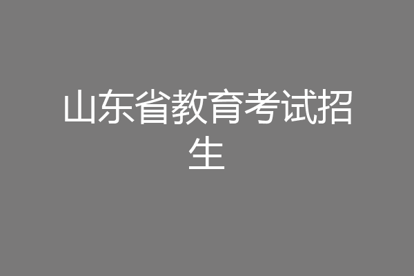 山东省教育考试招生