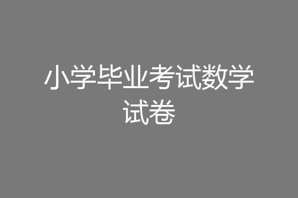 小学毕业考试数学试卷