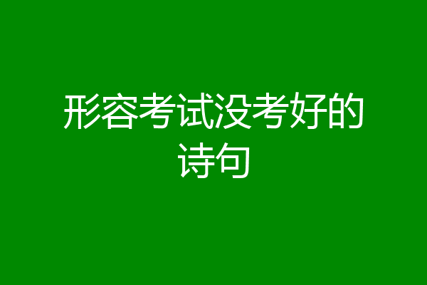形容考试没考好的诗句