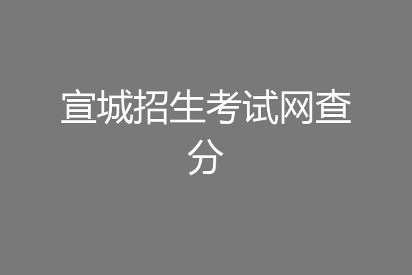 宣城招生考试网查分