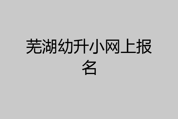 芜湖幼升小网上报名